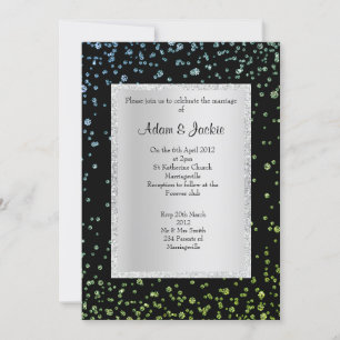 ROYAL BLUE green crystal ELEGANT WEDDING Invitation