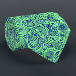 Royal-Blue & Green Floral Paisley Pattern Neck Tie<br><div class="desc">Elegant royal blue vintage floral paisley damasks pattern over green background you can change.
Adjustable size of the print and background color.</div>