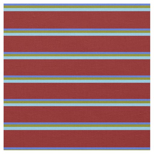 Royal Blue, Green, Sky Blue, and Maroon Lines Fabric