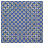 Royal Blue Grey and White Repeat Tile Pattern Fabric