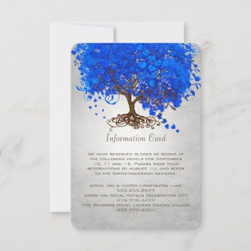 Royal Blue Heart Leaf Tree  Invitation