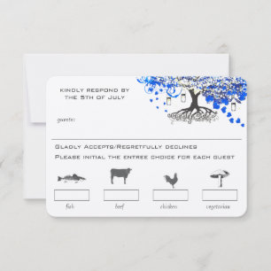 Royal Blue Heart Leaf Tree Mason Jar Menu Choices
