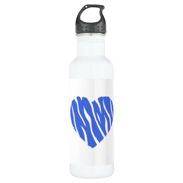 Royal Blue Heart Stainless Steel Water Bottle (Front)