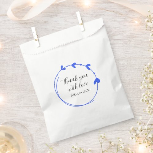 Royal Blue Heart Wreath Wedding Thank You Favor Bag