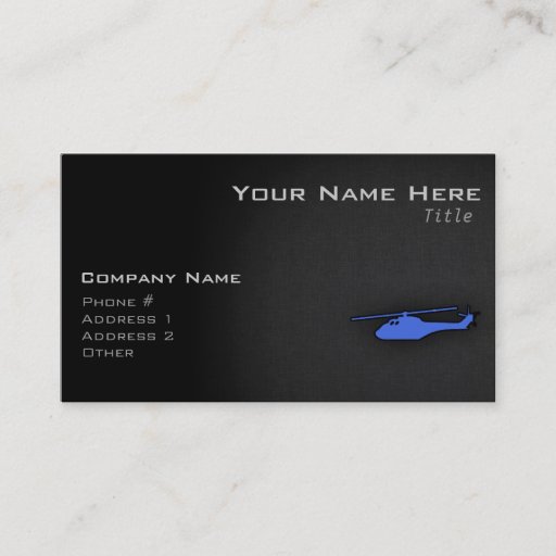 Customizable Royal Blue Helicopter Business Card Template