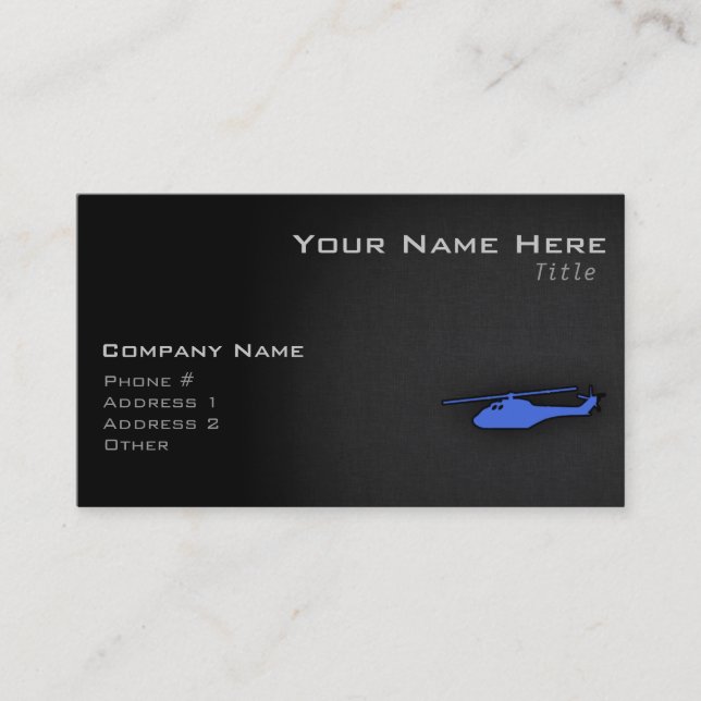 Royal Blue Helicopter Business Card (Front)