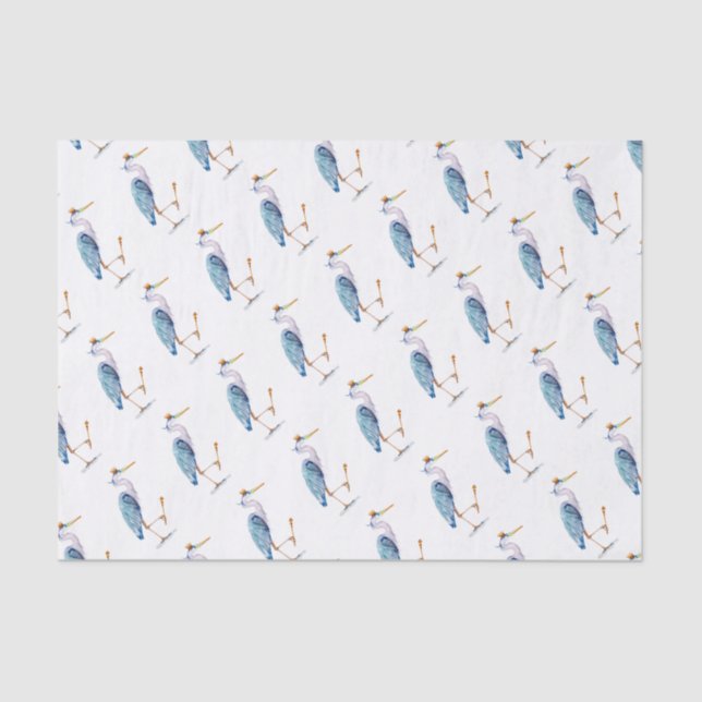 Royal Blue Heron Tissue Paper (Front)