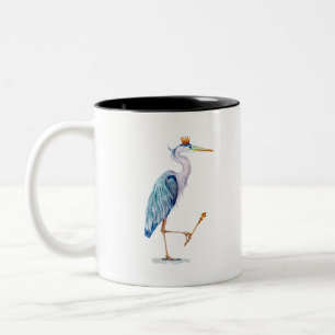 Royal Blue Heron Two-Tone Coffee Mug