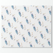 Royal Blue Heron Wrapping Paper (Flat)
