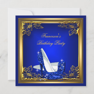 Royal Blue High Heels Elegant Birthday Party Invitation