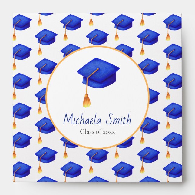 Royal Blue High School Graduation Envelope (Front)