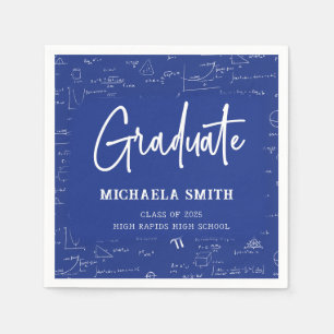 Royal Blue High School Math Graduate Party Napkins