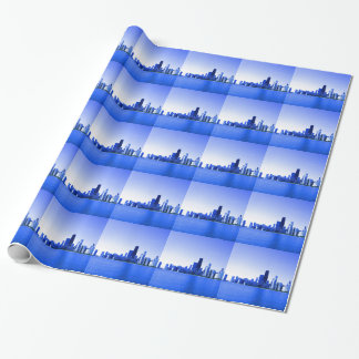 Royal Blue Highlights Chicago Skyline Wrapping Paper