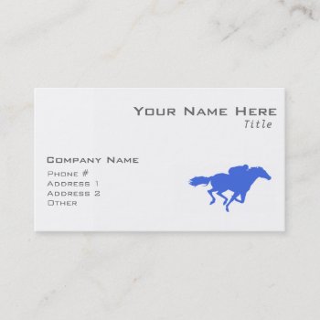 Royal Blue Horse Racing Business Card by ColorStock at Zazzle