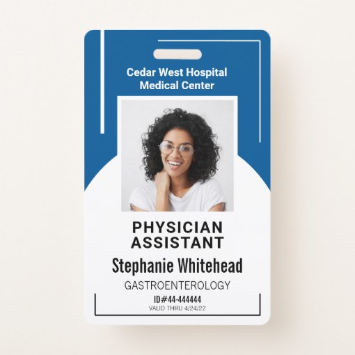 Royal Blue Hospital Medical Employee Photo ID Badge | Zazzle