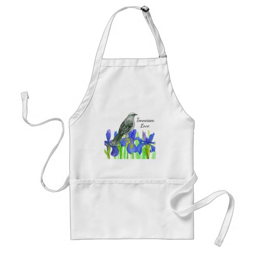 Royal Blue Iris Flowers Mockingbird Personalized Adult Apron