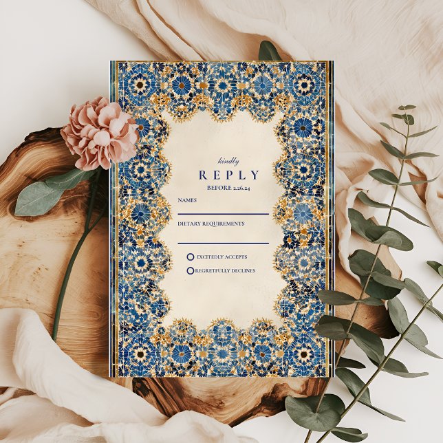 Royal Blue Islamic Wedding RSVP Card (Creator Uploaded)