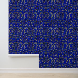 Royal Blue & Ivory Tribal Medallion Wallpaper