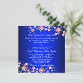 Royal Blue Japanese Cherry Blossoms Wedding Invitation (Standing Front)