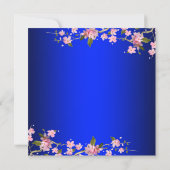 Royal Blue Japanese Cherry Blossoms Wedding Invitation (Back)