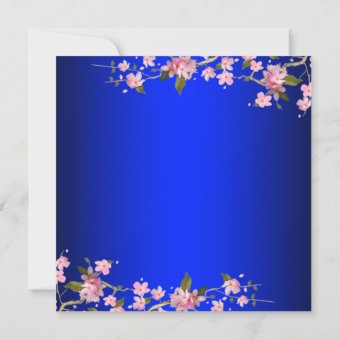 Royal Blue Japanese Cherry Blossoms Wedding Invitation | Zazzle