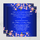 Royal Blue Japanese Cherry Blossoms Wedding Invitation (Front/Back)