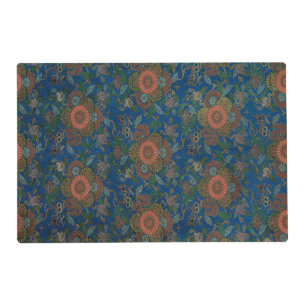 Royal Blue Japanese Floral Vintage Pattern Placemat