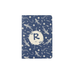 Royal Blue Japanese Koi Design Passport Holder