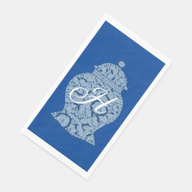 Royal Blue Jar Ginger Jars Mosaic  Paper Guest Towels (Corner)