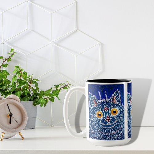 Royal blue Kaleidoscope Cat mug