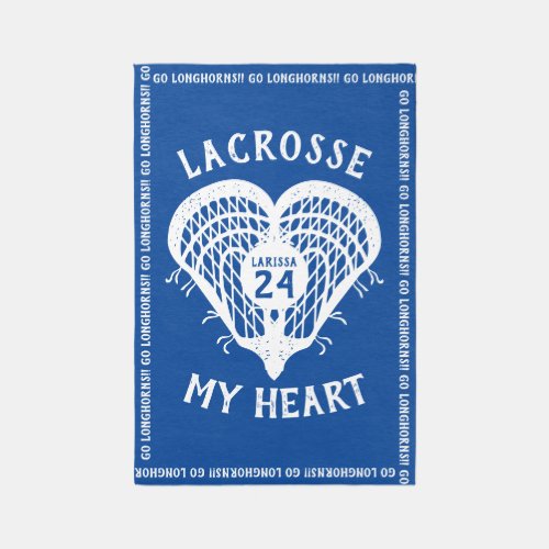 Royal Blue Lacrosse My Heart Rug