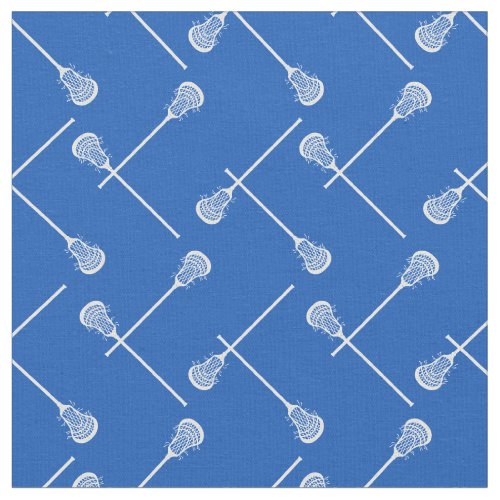 Royal Blue Lacrosse White Sticks Patterned Fabric