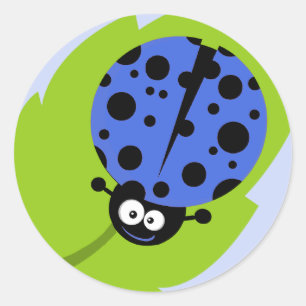 Royal Blue Ladybug Classic Round Sticker