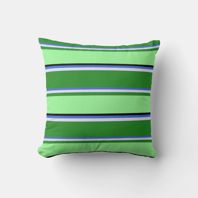 Royal Blue, Lavender, Forest Green, Green & Black Throw Pillow (Front)