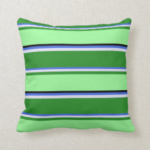 Royal Blue, Lavender, Forest Green, Green & Black Throw Pillow