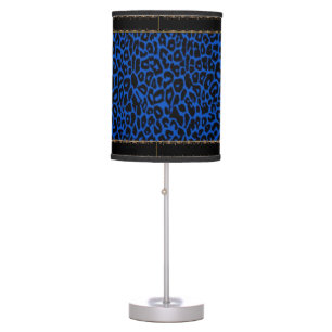 Royal Blue Leopard Lamp with Black Trim