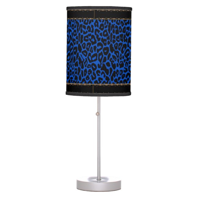 Royal Blue Leopard Lamp with Black Trim (Front)