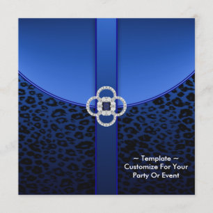 Royal Blue Leopard Party Invitation