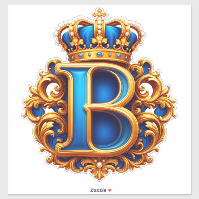Royal Blue Letter B Monogram Sticker (Sheet)