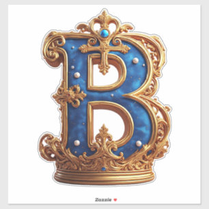 Royal Blue Letter B Monogram Sticker