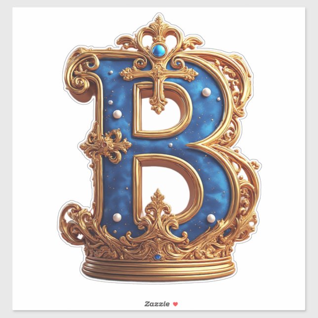 Royal Blue Letter B Monogram Sticker (Sheet)