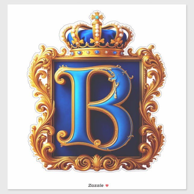 Royal Blue Letter B Monogram Sticker (Sheet)