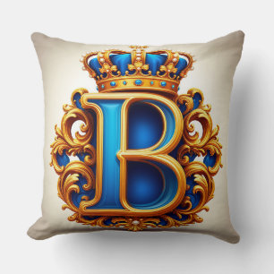Royal Blue Letter B Monogram Throw Pillow