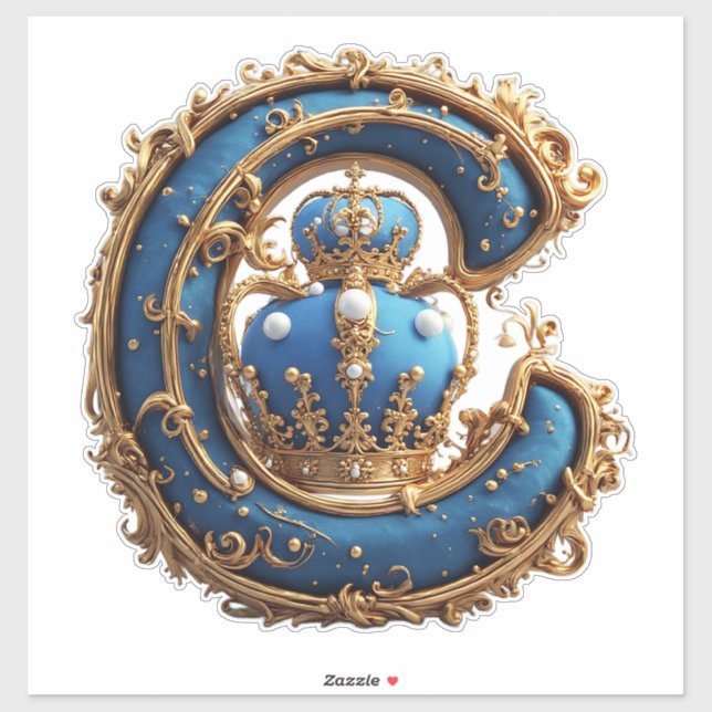Royal Blue Letter C Monogram Sticker (Sheet)