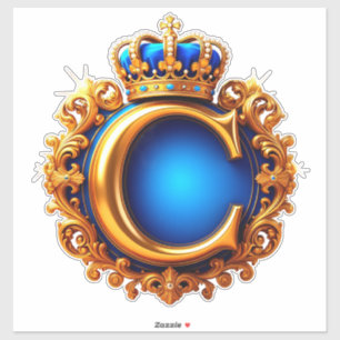 Royal Blue Letter C Monogram Sticker