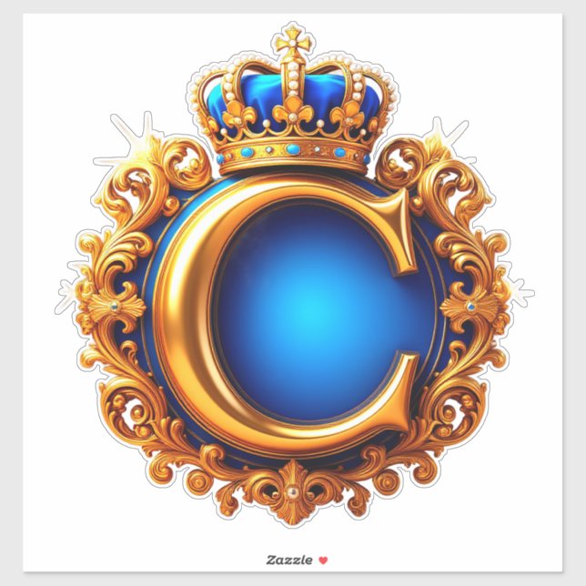 Royal Blue Letter C Monogram Sticker (Sheet)