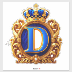 Royal Blue Letter D Monogram Sticker