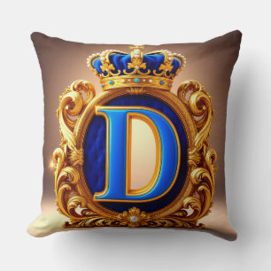 Royal Blue Letter D Monogram Throw Pillow