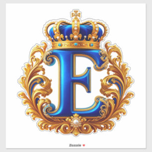 Royal Blue Letter E Monogram Sticker