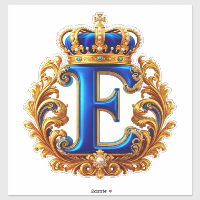 Royal Blue Letter E Monogram Sticker (Sheet)